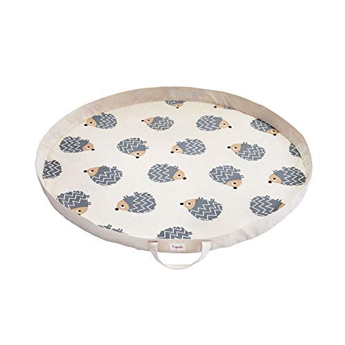 3 Sprouts Play Mat Bag – Large Portable Floor Activity Rug for Baby Storage - Hedgehog
