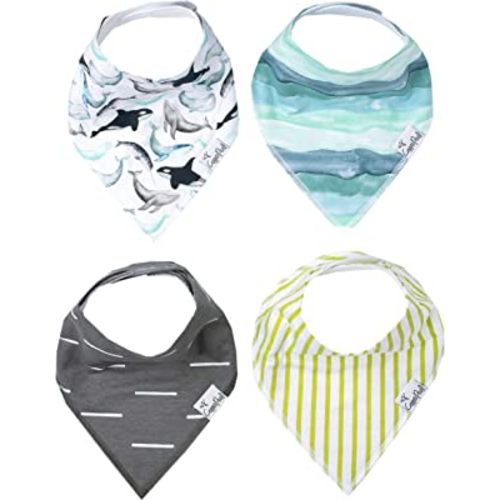 Copper Pearl Baby Bandana Bibs - 4 Pack Soft Cotton Baby Bibs for Drooling and Teething, Absorbent Drool Bibs for Baby Girl and Boy, Adjustable to Fit Newborns to Toddlers, Tons of Styles (Kai)