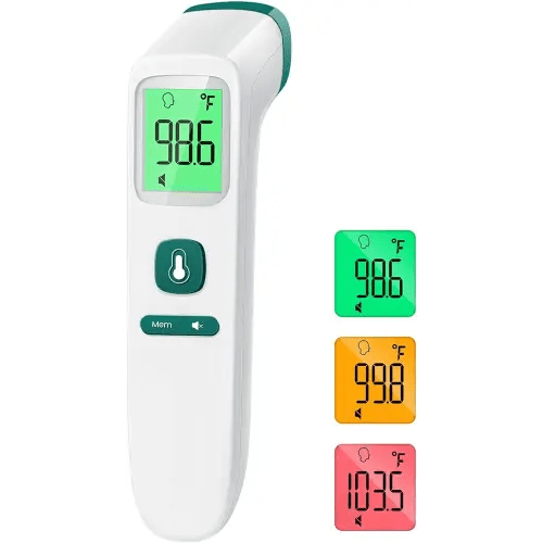 GoodBaby Non-Contact Thermometer for Adults and Kids,Digital Forehead Thermometer with Fever Alarm,Silent Mode and 35-Set Memory,Forehead/Object 2 in 1 Mode-Basal Thermometer,Green (FC-IR202-Green)
