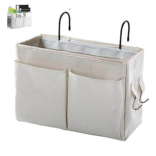 Someteth Bedside Caddy Bedside Hanging Storage Basket Multi-Function Organizer Caddy for Bunk and Hospital Beds Dorm Rooms Bed Rails, Can be Placed Glasses Books Mobile Phones Keys(White)