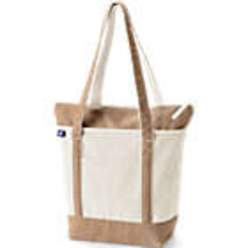 Medium Natural 5 Pocket Zip Top Canvas Long Handle Tote Bag | Lands' End - Tan
