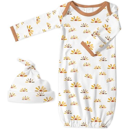 SwaddleDesigns Softest Cotton Baby Pajama Gown with Foldover Mitten Cuffs for Infant Boy and Girl, Newborn, 0-3 Months