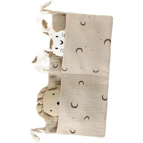 Lily Brown Cribs Storage Bag Baby Bedside Hanging Storage Bag For Drool Bibs Diaper Multifunctional Hanging Pocket Cotton Organizer Cotton Material
