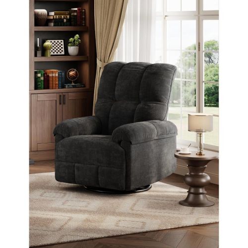Oversized Recliner Chair, Overstuffed Soft Chenille Swivel Rocker Recliner with Padded Armrests, Comfortable Nursery Rocking Chairs