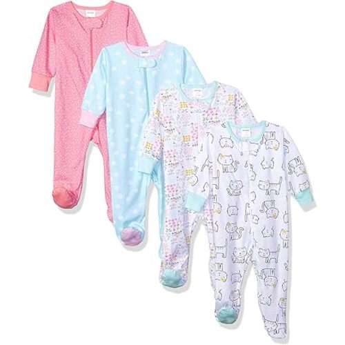 Onesies Brand baby-girls 4-pack Sleep 'N Play Footies Multi Pack