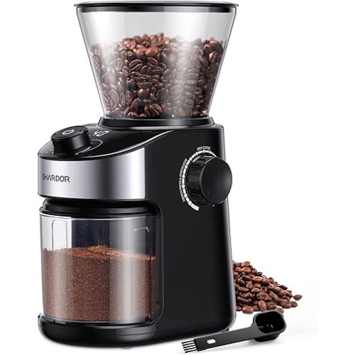 SHARDOR Burr Coffee Grinder Electric with 32 Grinding Sizes, Coffee Bean Grinder with 40 Seconds Adjustable Electronic Timer, Coffee Grinders for Home Use with Chamber Cleaning Button