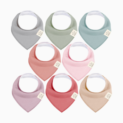 KeaBabies Organic Bandana Bibs (8 Pack) - Muted Pastel, 8