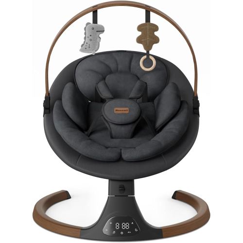 Baby Swings for Infants, Monamii Baby Swing, Bluetooth Infant Swing with Music Speaker, 5 Speeds and Remote Control, Indoor & Outdoor Use (Black)