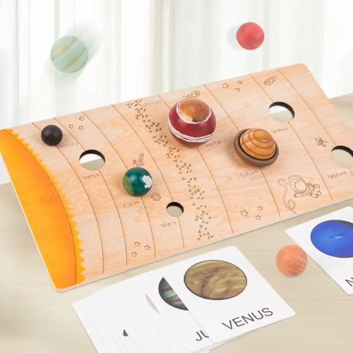 Wooden Solar System with 8 Planets 3-D Model Puzzle Set – Green Elephant Home and Toys