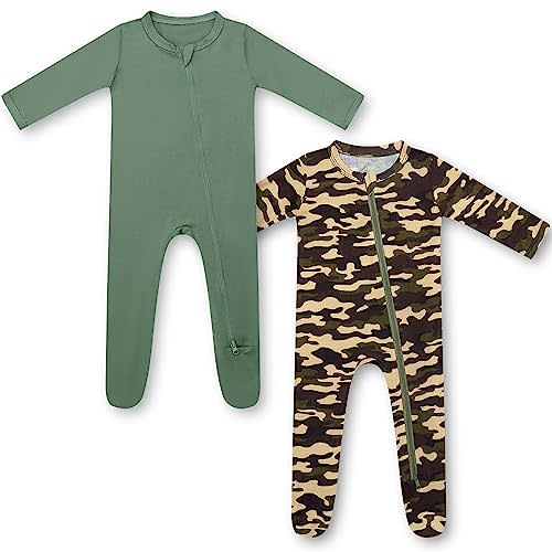 HAPIU Rayon from Bamboo Baby Footed Pajamas, 2 Way Zipper YKK, Footie for Baby Boy Girls, Newborn-24 Months