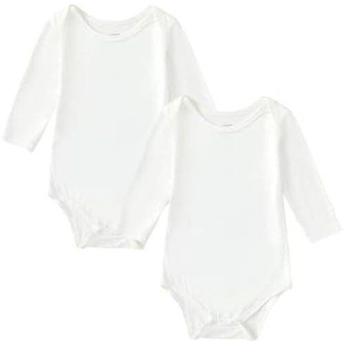 DEFAHN 2PCS Visocse from Bamboo Baby Rompers Unisex Onsies Solid Short Sleeve Baby Bodysuit 0-24 Months