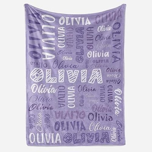Personalized Gifts for Baby Kids with Customized Name, Blankets Birthday Gifts, Unique Custom Blanket, Girl text Daughter Niece Her Color04-purple 30 inch x40