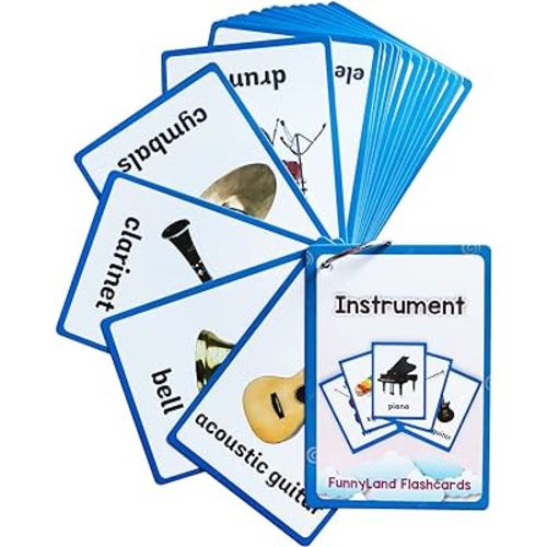 Instrument Flash Cards, Toddler Learning Toys, Preschool Learning Toys, Homeschool Supplies, Learning Supplies for Kindergarten, 4.3 X 3.14 Inch, 20 Cards in Set