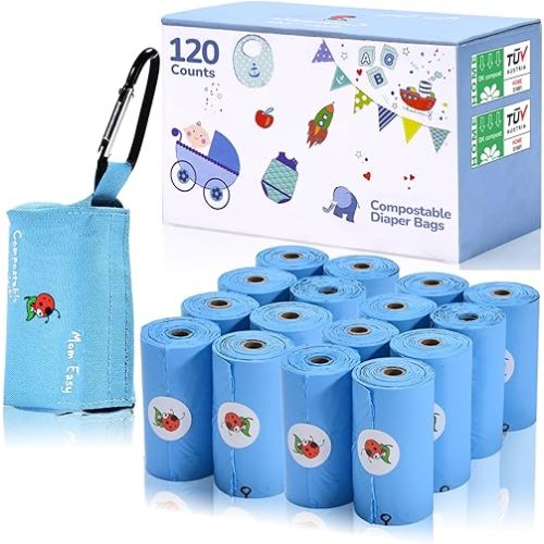 Compostable Diaper Bags With Dispenser, 120 Counts Baby Diaper Sacks