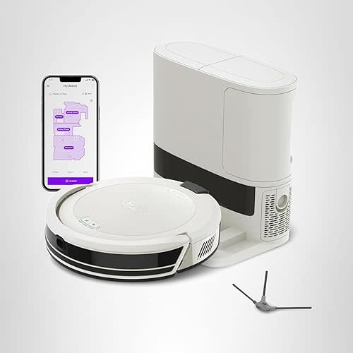 Shark Navigator Robot Vacuum with Bagless 30-Day Capacity Self-Empty Base, Powerful Suction, SmartPath Navigation, Self-Cleaning Brushroll, for Carpets & Hard Floors, White, AV2110S