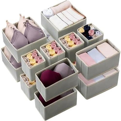 Kootek 16 Pack Drawer Organizer Clothes, Dresser Drawer Organizers for Clothing Fabric Foldable Closet Organizers and Storage Bins for Baby Clothes, Nursery, Underwear, Bras, Socks