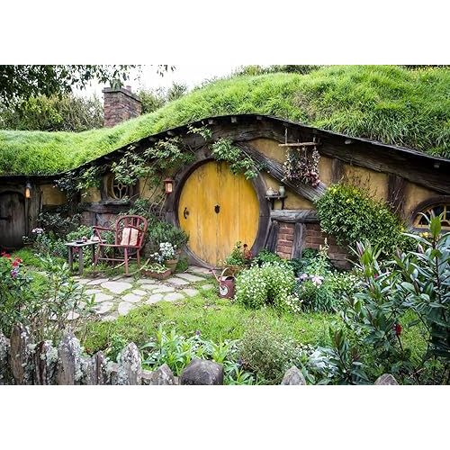BELECO 5x3ft Fabric Hobbit Cave Backdrop for Photography Matamata Rural Hobbit Living Cabin Green Grass Garden Hobbiton Cave Background Ring Lord Fans Party Birthday Party Decorations Photo Props