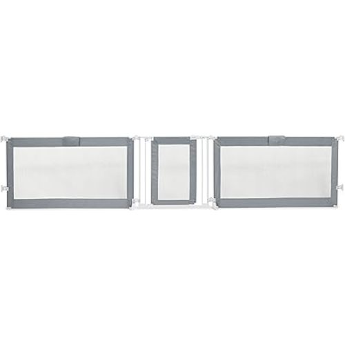Summer Infant Custom Fit Walk-Thru Extra Wide Pet and Baby Gate, Fits Openings 65” - 87” (2 panels) or 87” - 141” (3 panels), 30” Tall, Install In-between Rooms or Doorways - Grey