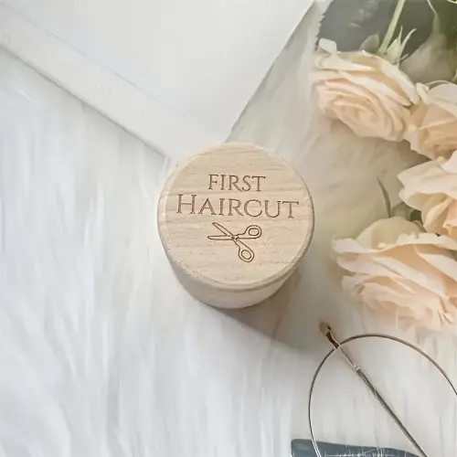 wooden first haircut keepsake box light beige rustic - Temu