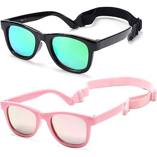 COASION Bendable Flexible Polarized Newborn Baby Sunglasses with Strap for Infant Boys Girls Age 0-12 Months CA8042