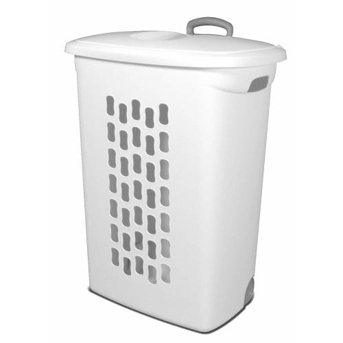 Sterilite 12228003 Wheeled Hamper with Handles and Wheels, White