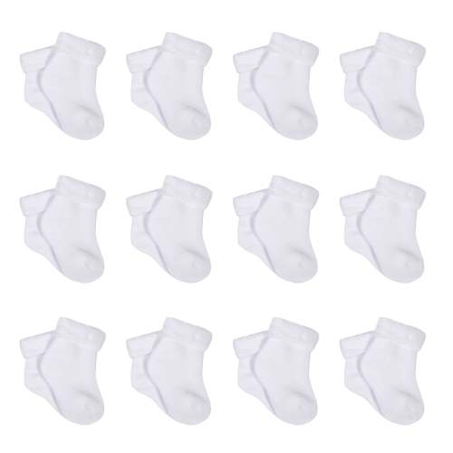 12-Pack White Wiggle Proof® Terry Bootie Socks
