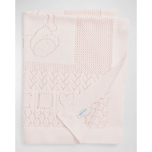 Girl's Pointelle Teddy Bear Blanket