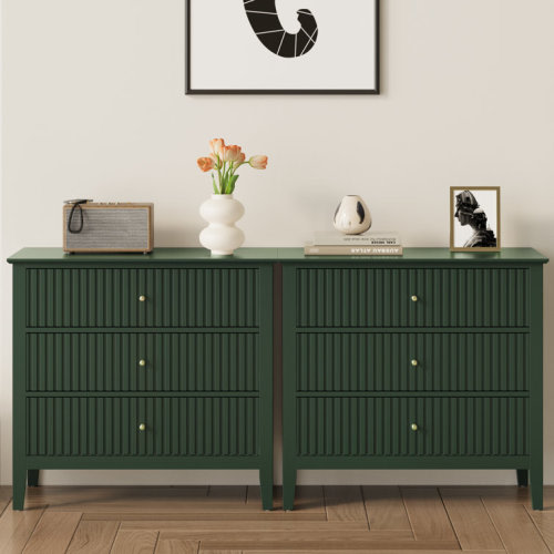Amberrae 3 Drawer Dresser, Wide Chest Of Drawers,Set of 2