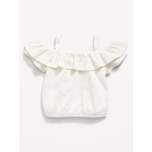 Off-The-Shoulder Ruffled Jacquard-Knit Top for Baby