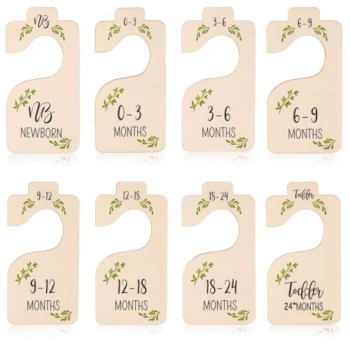 8pcs Baby Closet Dividers, Wooden Double-Sided Infant Wardrobe Dividers for Clothes Organizer from Newborn to Toddler Nursery Decoration