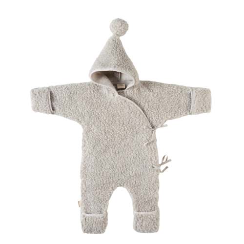 BINIBAMBA- MERINO WOOL SNUGGLESUIT BABY ROMPER - Cloud