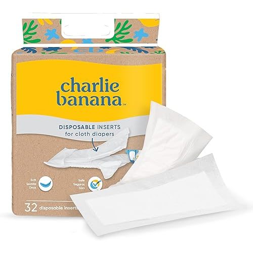 Charlie Banana Absorbent Disposable Inserts for Cloth Diapers, Hybrid Cloth Diaper System, 32 Count Pack
