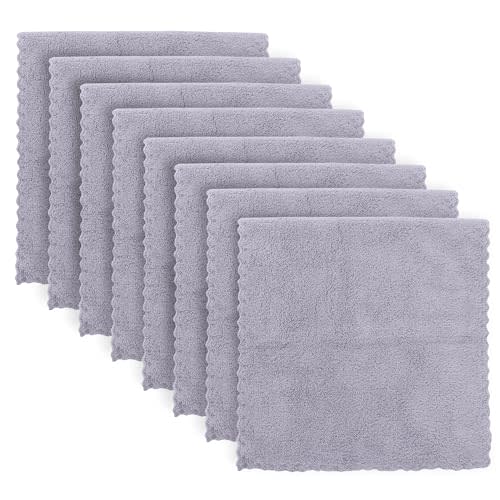 Super Soft Burp Cloths 8 Pack - Thick - Extra Absorbent - Perfect Size Large 20 X 10 Inch - Light and Easy to Carry - Milk Spit Up Rags - Burpy Cloths for Unisex, Boys, Girls, Newborn - Light Grey