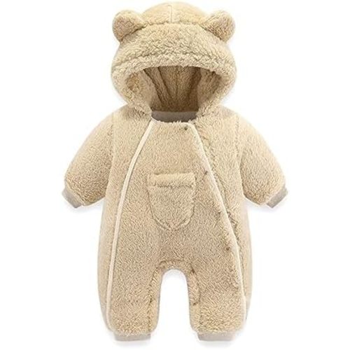 AiWMGL Baby Snowsuit Fleece Jumpsuit Newborn Winter Clothes Toddler Girls Boys Romper Thick Warm Hooded Bear Onepiece Outfit