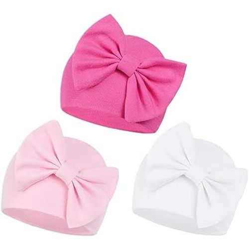 Century Star Newborn Baby Girl Bow Hats Headbands and Baby Mittens Set Infant Beanie Caps for Halloween and Christmas