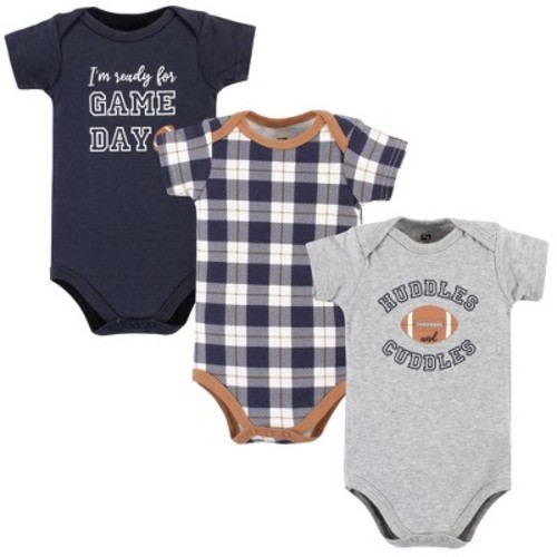 Hudson Baby Infant Boy Cotton Bodysuits, Football Huddles 3-Pack, Size: 3-6 months