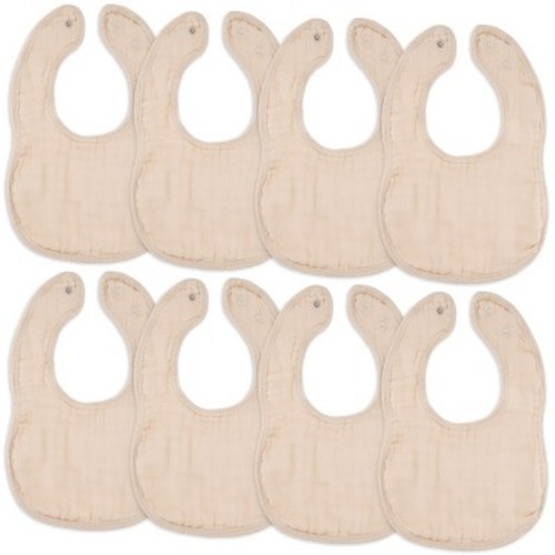 Muslin Cotton Baby Bibs, 8 Pack, Adjustable Size with Easy Snaps, Soft and Super Absorbent, Washable and Reusable By Comfy Cubs, Color: Blush