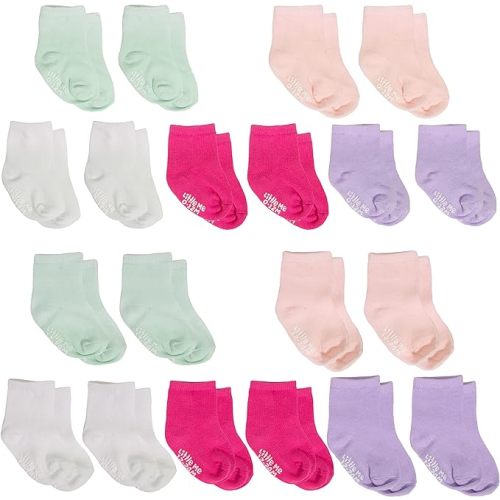 Little Me 20-Pack Newborn Baby Infant & Toddler Unisex Socks, For Baby Girl or Boy, 0-12 & 12-24 Months, Assorted Size Pack - White, Mint, Pink, Purple