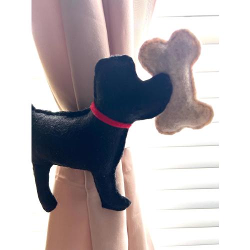 Felt Puppy Curtain Tie Back: Hand Stitched Nursery Decor