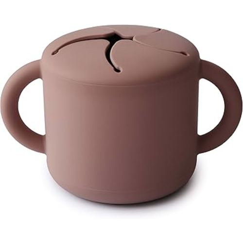 mushie Silicone Snack Cup | Spill Proof Food Container for Toddler and Baby (Cloudy Mauve)