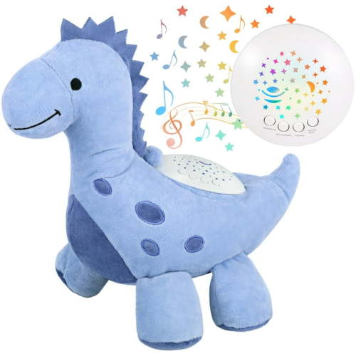 Baby Sleep Soother Cry Sensor Dinosaur Night Light Projector Baby Sound Machine Plush Stuffed Animal Toys for Boys Girls Pillow Ceiling for Toddler Lullabies & White Noise Sound C3