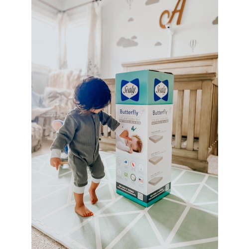 Sealy Butterfly, Premium Firm Baby Crib and Toddler Mattress in a Box, Breathable Knit Cover