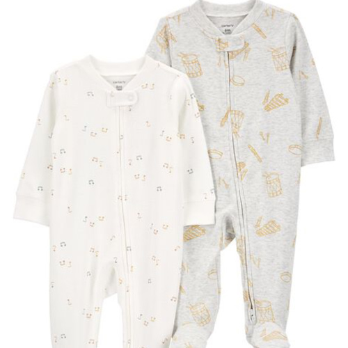 Baby 2-Pack 2-Way Zip Cotton Blend Sleep & Play Pajamas