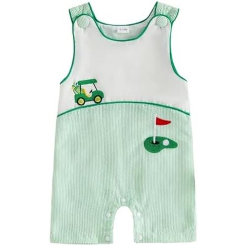 Baby Boy Golf Outfit Newborn Sleeveless Golf Cart Embroidery Romper Jumpsuit Overalls Masters Golf Summer Outfits