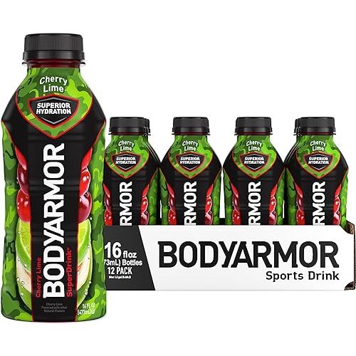 BODYARMOR Sports Drink Sports Beverage, Cherry Lime, Natural Flavors With Vitamins, Potassium-Packed Electrolytes, No Preservatives, Perfect For Athletes, 16 Fl Oz (Pack of 12)
