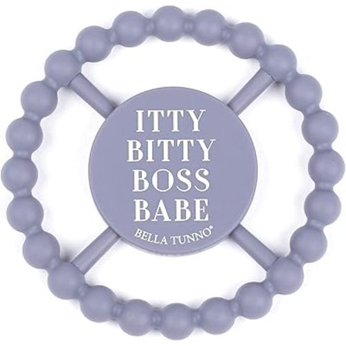 Bella Tunno Happy Teether for Girls– Soft & Easy Grip Baby Girl Teether Toy, Silicone Teether Ring to Help Soothe Gums, Non-Toxic and BPA Free, Itty Bitty Boss Babe