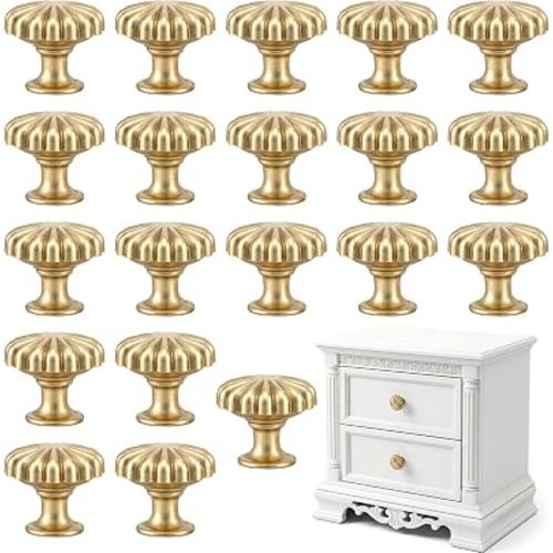 20 PCS Gold Drawer Knobs Bulk, 0.7 Inch Gold Knobs for Dresser-Zinc Alloy