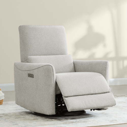 CHITA Power Recliner Swivel Glider Rocker Nursery Chair with USB for Living Room, Fabric in Dove