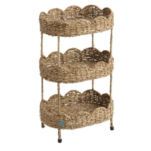 Daisy Oval Natural Seagrass Scalloped 3 Tier Storage Tower - World Market