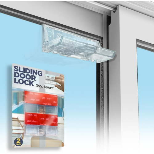 Sliding Door Lock for Home Safety - 2 Pack Sliding Glass Door Lock, Patio Door Lock, Child Proof, No Tools Needed